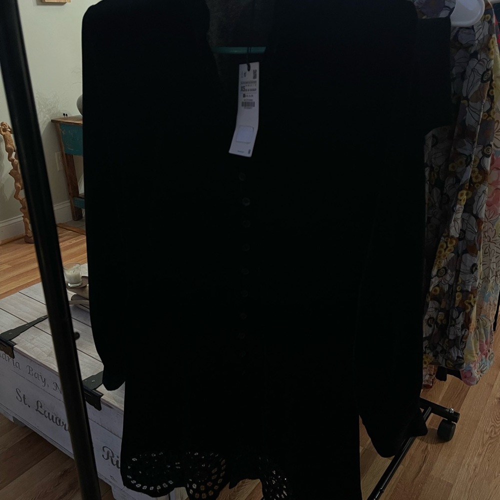 ZARA Black velvet dress with lace